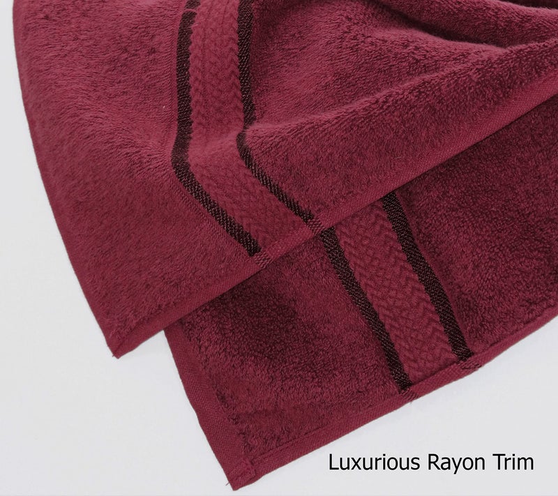 Cotton Craft Ultra Soft 4 Pack Oversized Extra Large Bath Towels 30x54 Burgundy Weighs 22 Ounces - 100% Pure Ringspun Cotton - Luxurious Rayon Trim - Ideal for Everyday use - Easy Care Machine wash - Image 3